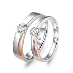 Cặp nhẫn cưới kim cương hai màu The Embraces