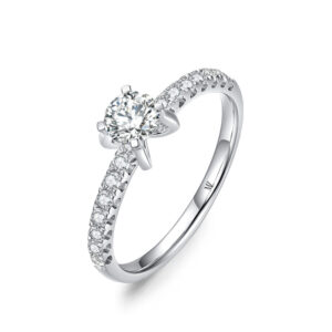 Nhẫn cầu hôn 14K Kim Cương White Rose