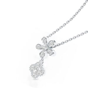 Dây chuyền 10K Kim Cương Lab-grown Flower Charm