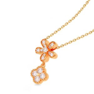 Dây chuyền 10K Kim Cương Lab-grown Flower Charm
