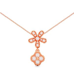 Dây chuyền 10K Kim Cương Lab-grown Flower Charm