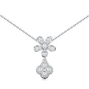 Dây chuyền 10K Kim Cương Lab-grown Flower Charm