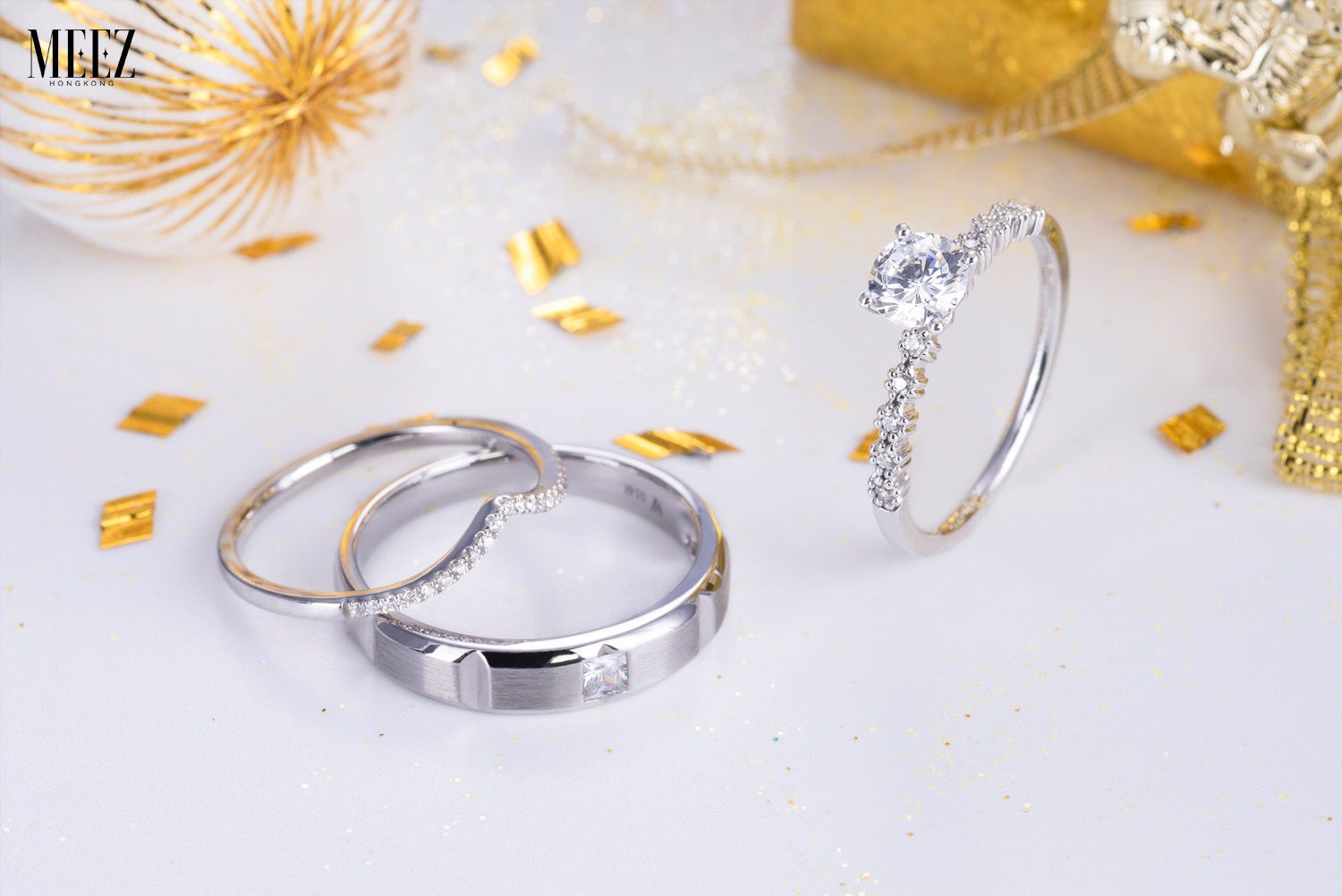 Nhẫn cưới vàng trắng 10K sự kết hợp tinh tế giữa sang trọng và hiện đại