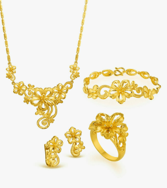 Bộ trang sức cưới vàng 9999 hành biểu tượng của sự giàu có và hạnh phúc