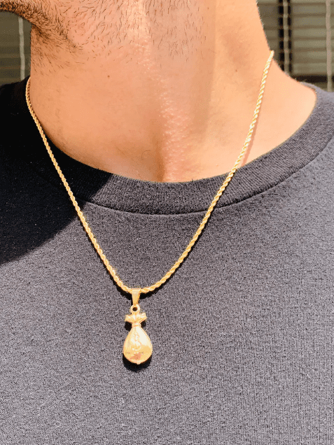 Mặt dây chuyền hình túi tiền bằng vàng 18k tăng cường vận may tài lộc 2