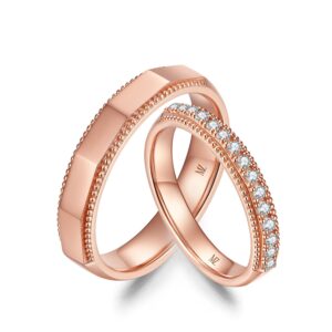 Cặp Nhẫn Cưới 14K Kim Cương Caro