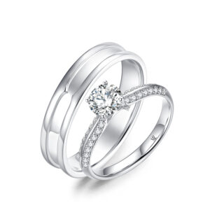 Cặp Nhẫn Cưới 10K CZ Esmeralda