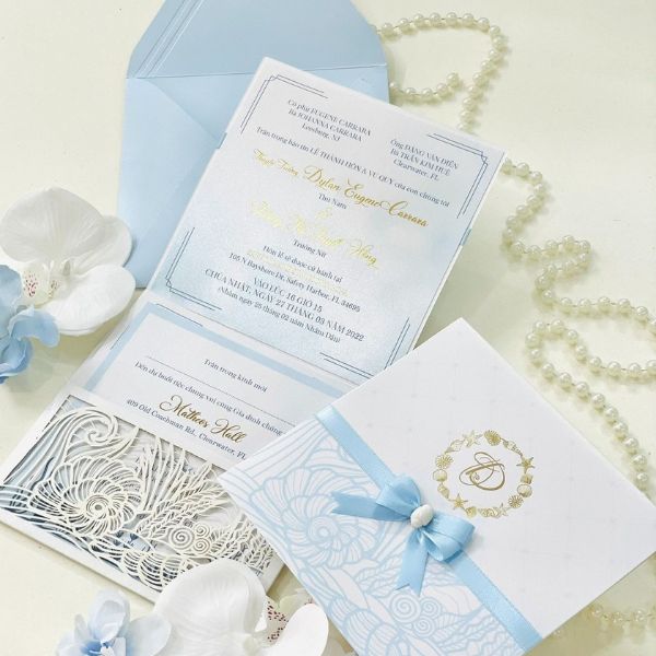 Mẫu thiệp cưới cắt Laser