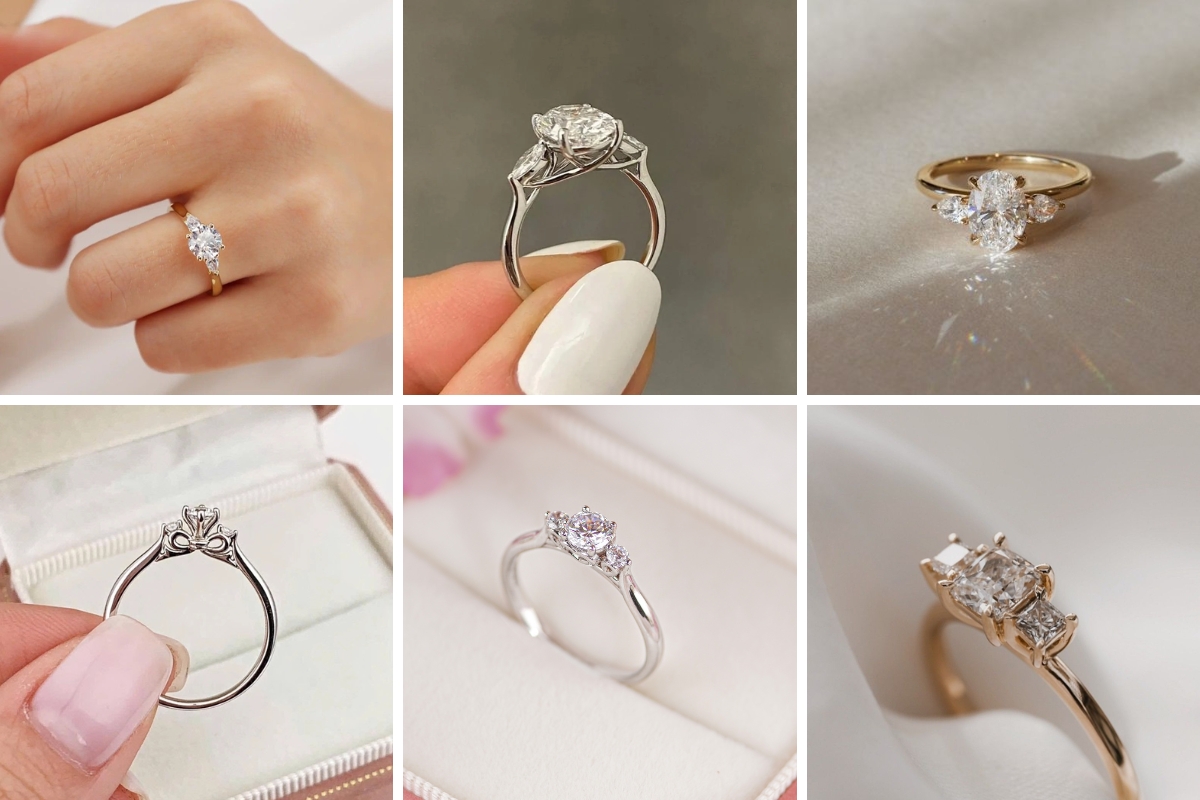 Các kiểu nhẫn đính hôn Three Stone