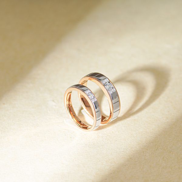 Cặp nhẫn cưới bản to hiện đại Amour Sans Fin