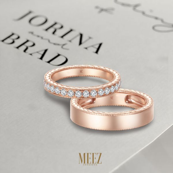 Cặp nhẫn cưới đính kim cương tấm My Entire World