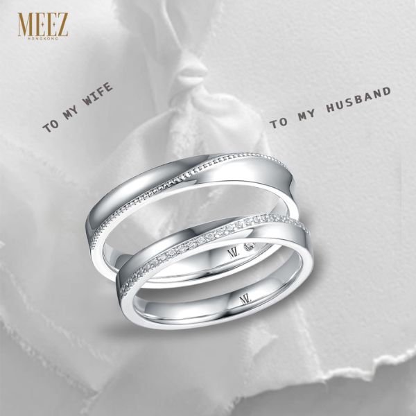 Cặp nhẫn cưới đính kim cương tấm The Charm