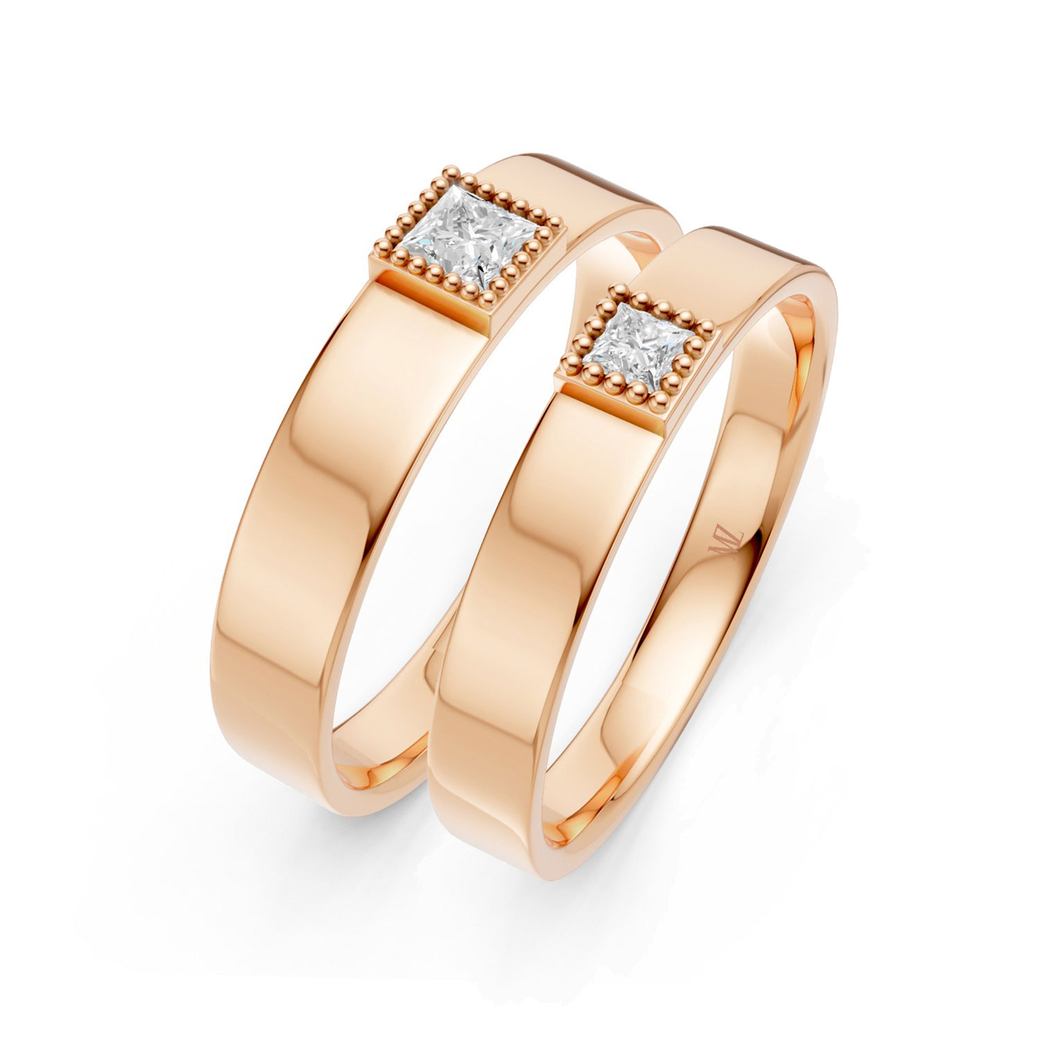 Cặp Nhẫn Cưới 10K CZ Paris Love-Solid Band Cặp Nhẫn Cưới 10K CZ Paris Love-Solid Band