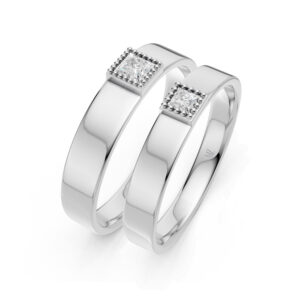 Cặp Nhẫn Cưới 10K CZ Paris Love-Solid Band