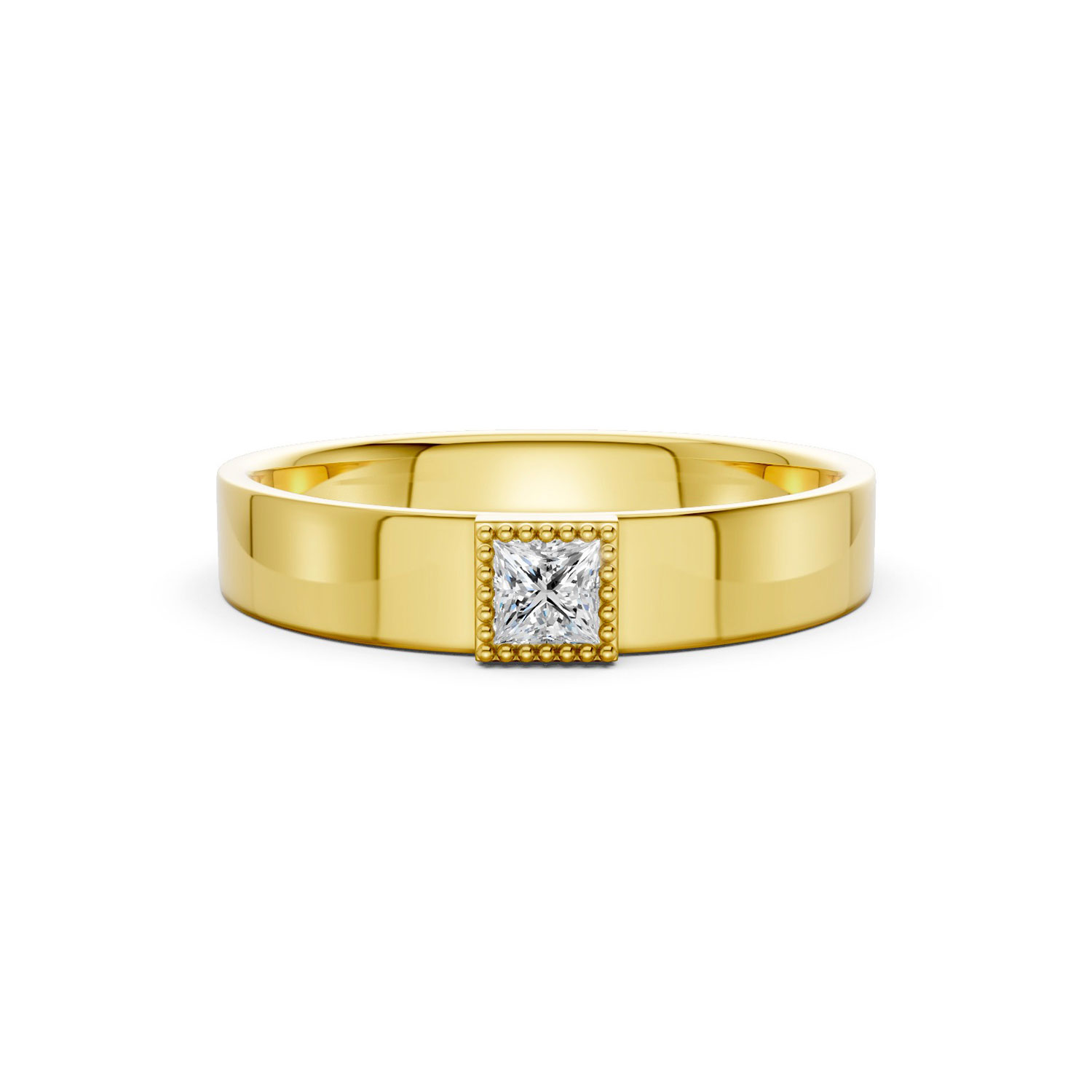 Nhẫn Cưới Nam 10K CZ Paris Love-Solid Band Nhẫn Cưới Nam 10K CZ Paris Love-Solid Band
