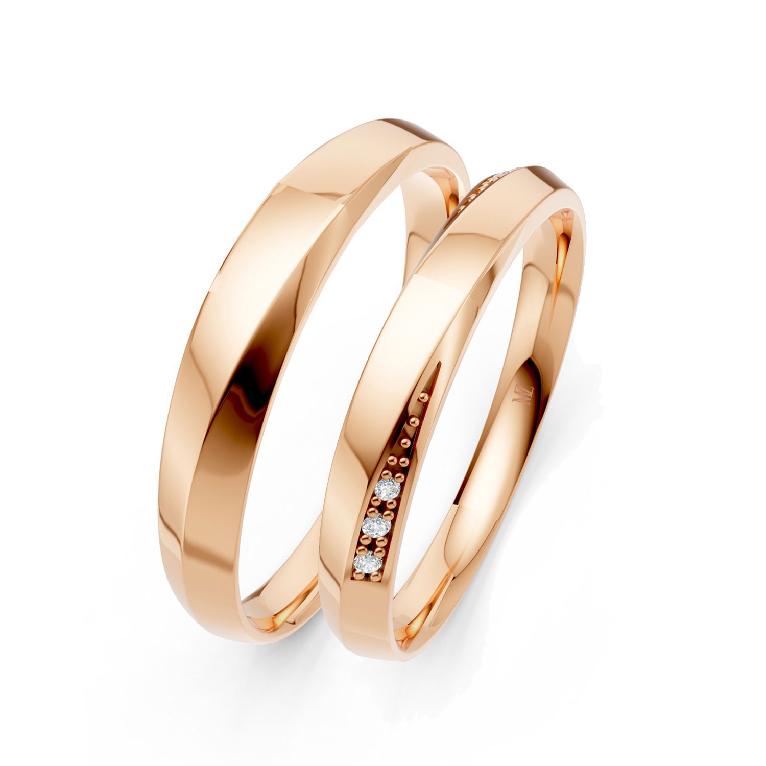 Cặp Nhẫn Cưới 10K CZ The Good Vibe-Solid Band Cặp Nhẫn Cưới 10K CZ The Good Vibe-Solid Band