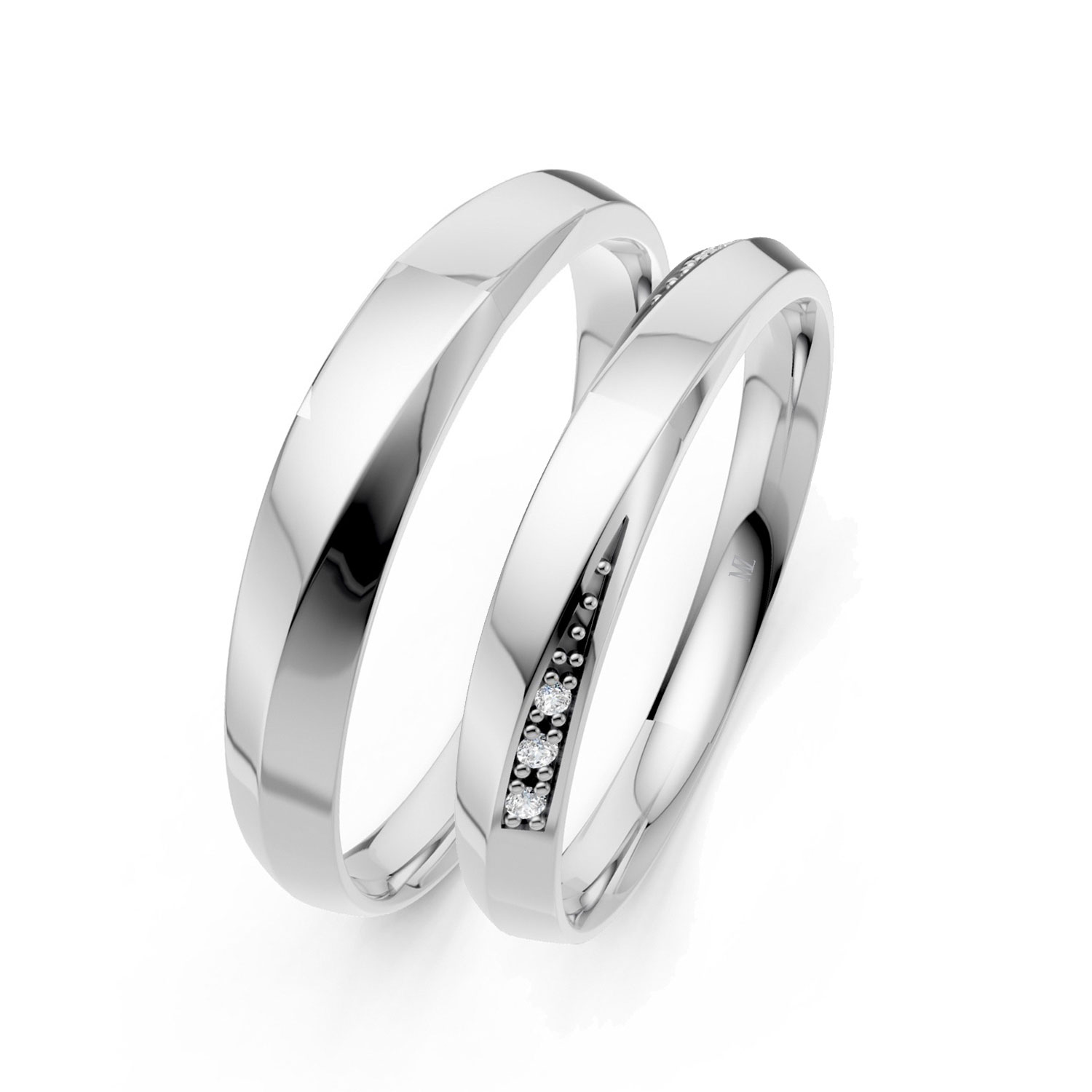 Cặp Nhẫn Cưới 10K CZ The Good Vibe-Solid Band Cặp Nhẫn Cưới 10K CZ The Good Vibe-Solid Band