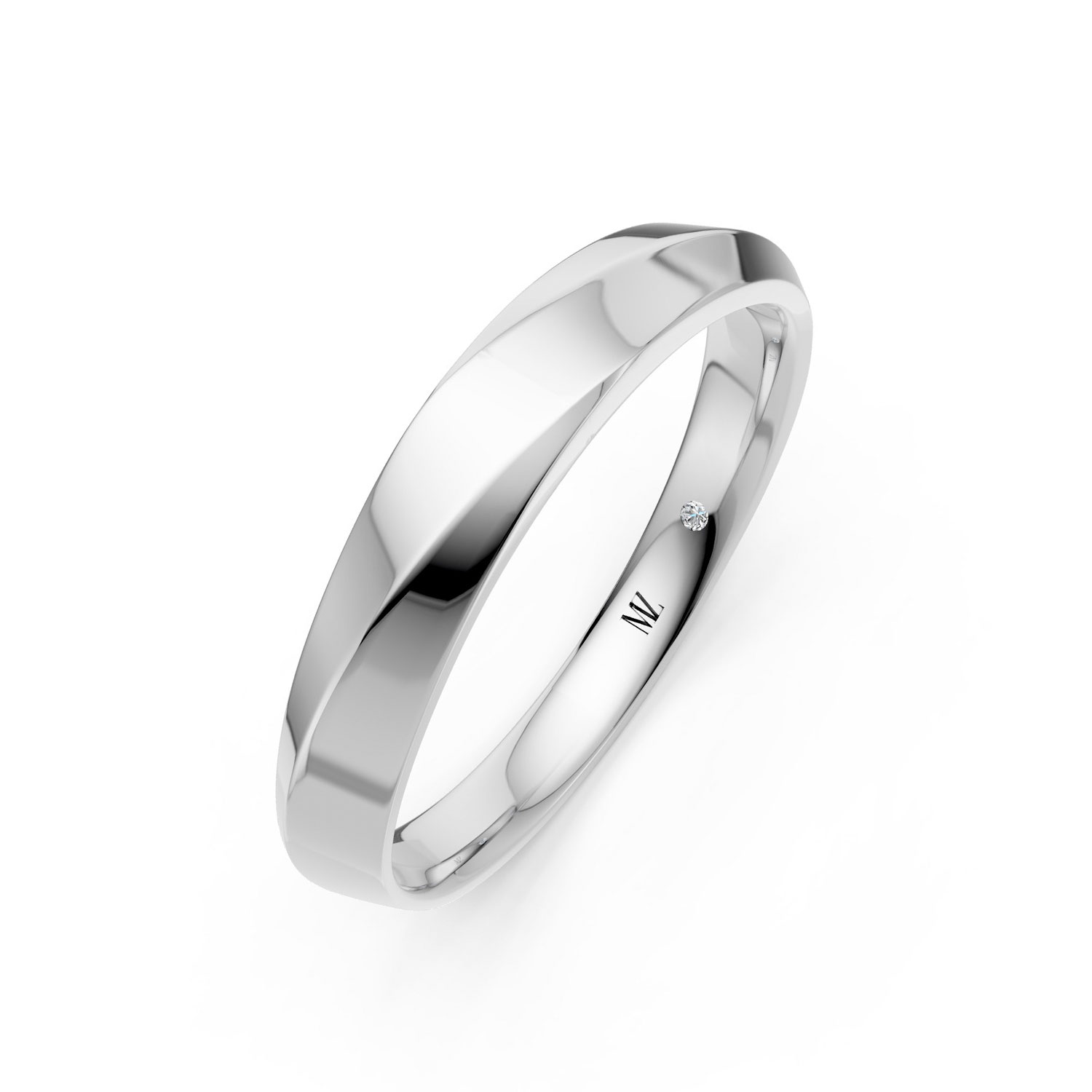 JDR1160A-M-P-KW Nhẫn Cưới Nam 14K CZ Empire
