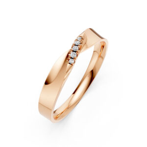 Nhẫn Cưới Nữ 14K CZ Heartstrings - Slim Design(Solid Band)