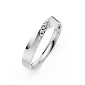 Nhẫn Cưới Nữ 14K CZ Heartstrings - Slim Design(Solid Band)