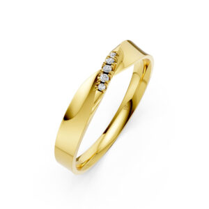 Nhẫn Cưới Nữ 14K CZ Heartstrings - Slim Design(Solid Band)