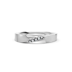 Nhẫn Cưới Nữ 14K CZ Heartstrings - Slim Design(Solid Band)