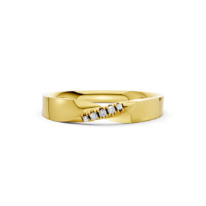 Nhẫn Cưới Nữ 14K CZ Heartstrings - Slim Design(Solid Band)