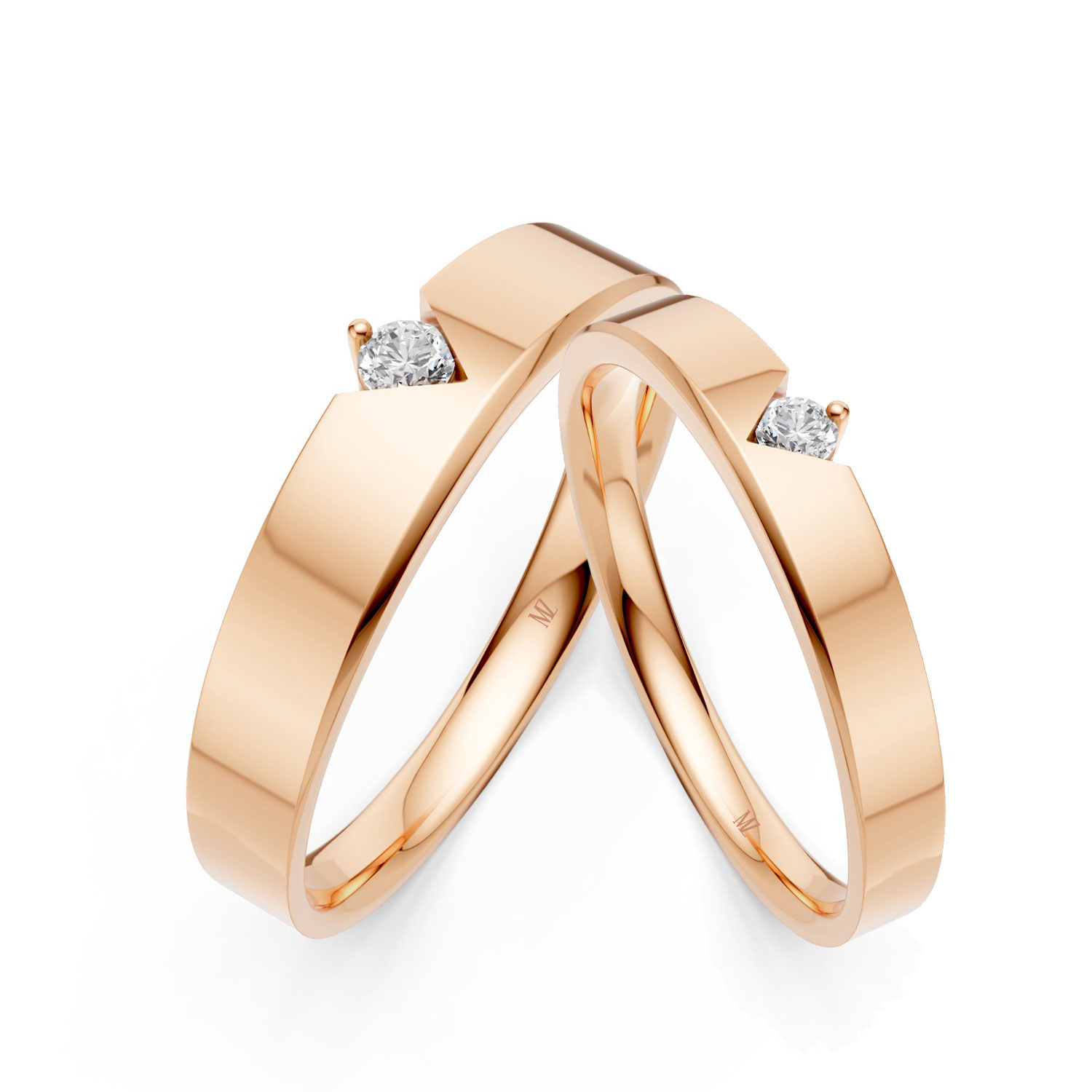 Cặp Nhẫn Cưới 10K CZ Dance With Me-Solid Band Cặp Nhẫn Cưới 10K CZ Dance With Me-Solid Band