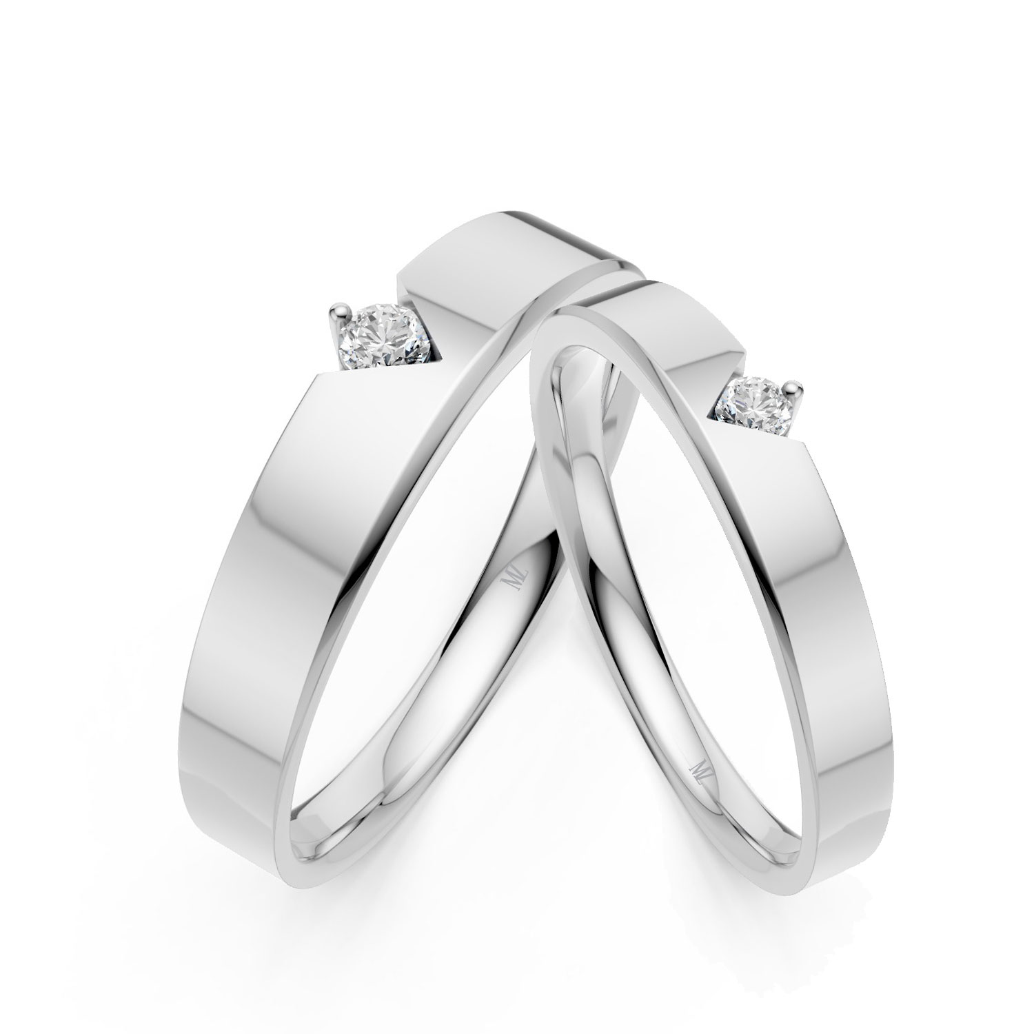 Cặp Nhẫn Cưới 10K CZ Dance With Me-Solid Band Cặp Nhẫn Cưới 10K CZ Dance With Me-Solid Band