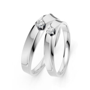 Cặp Nhẫn Cưới 10K CZ Chloris-Slim Design