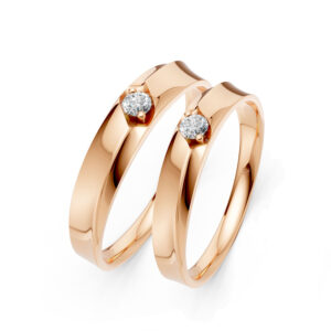 Cặp Nhẫn Cưới 14K CZ Chloris - Lux Slim Design(Solid Band)