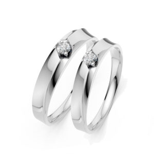 Cặp Nhẫn Cưới 14K CZ Chloris - Lux Slim Design(Solid Band)