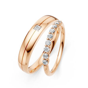 Cặp Nhẫn Cưới 10K CZ Parker - Slim Design(Solid Band)