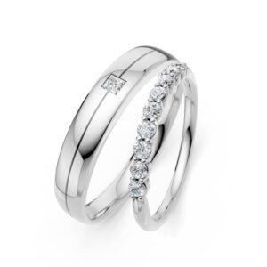 Cặp Nhẫn Cưới 10K CZ Parker - Slim Design(Solid Band)