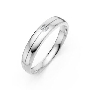 Nhẫn Cưới Nam 10K CZ Parker - Slim Design(Solid Band)