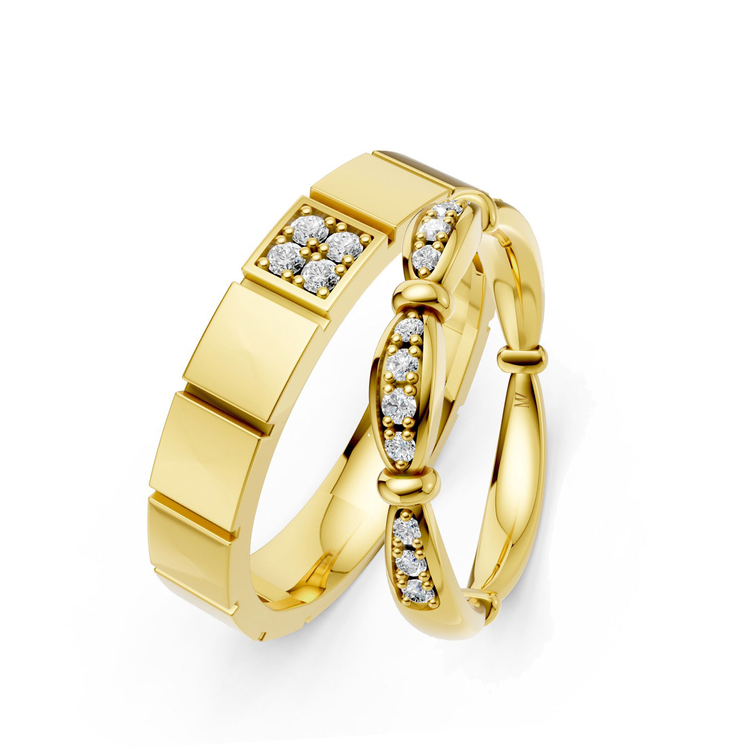 JDR1410-LM-KY Cặp Nhẫn Cưới 14K CZ True Happiness