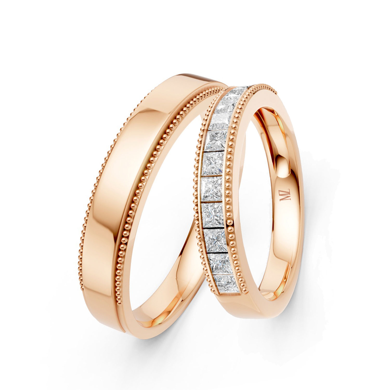 Cặp Nhẫn Cưới 14K CZ Picolle Cặp Nhẫn Cưới 14K CZ Picolle