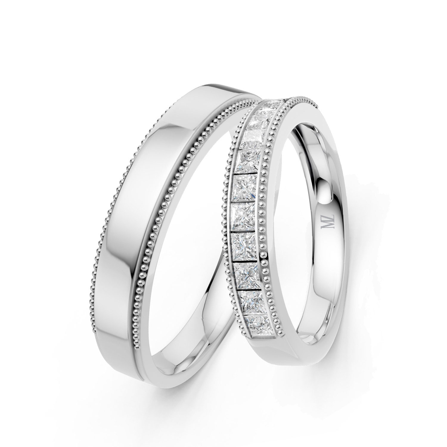 Cặp Nhẫn Cưới 14K CZ Picolle Cặp Nhẫn Cưới 14K CZ Picolle