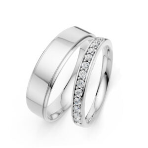 Cặp Nhẫn Cưới 10K CZ All My Life - Slim Design(Solid Band)