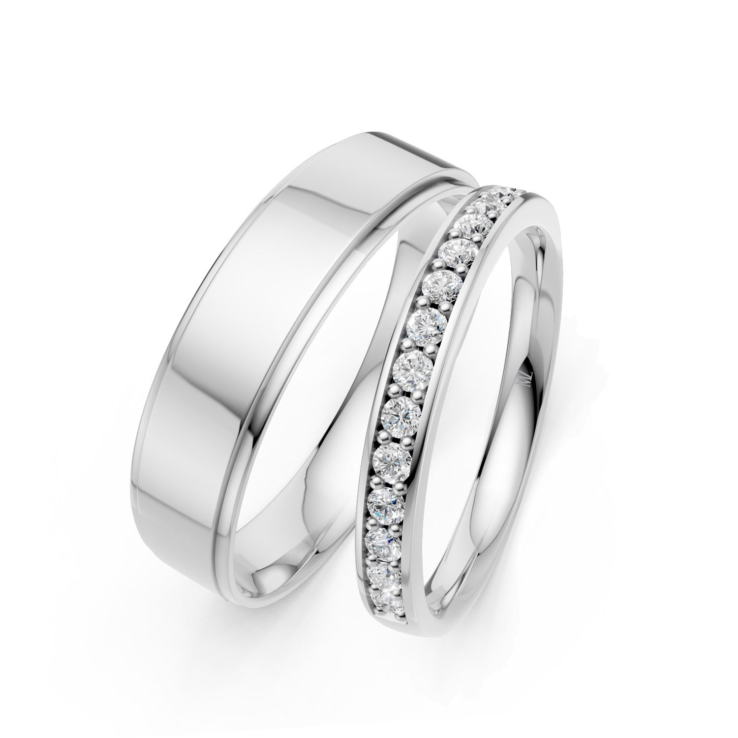 Cặp Nhẫn Cưới 10K CZ All My Life - Slim Design(Solid Band) Cặp Nhẫn Cưới 10K CZ All My Life - Slim Design(Solid Band)