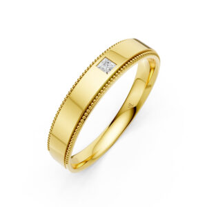 Nhẫn Cưới Nam 10K CZ Our Day - Slim Design(Solid Band)