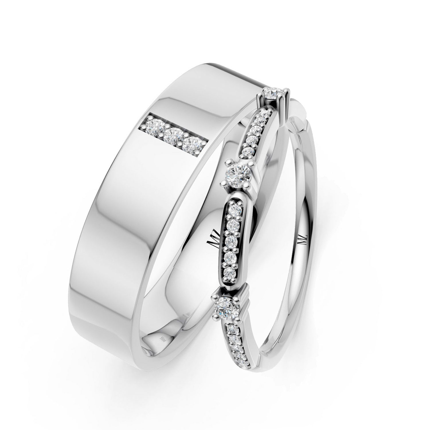 JDR1602-M-R16038-KW Cặp Nhẫn Cưới 14K CZ Jayden's Promise