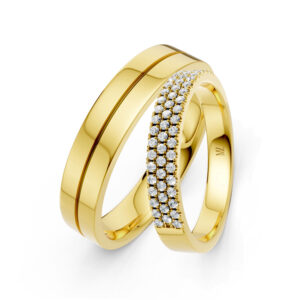 Cặp Nhẫn Cưới 14K CZ Save The Date