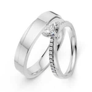 Cặp Nhẫn Cưới 14K CZ Aurora