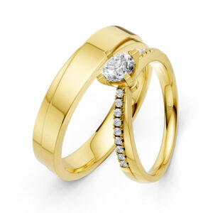 Cặp Nhẫn Cưới 14K CZ Aurora