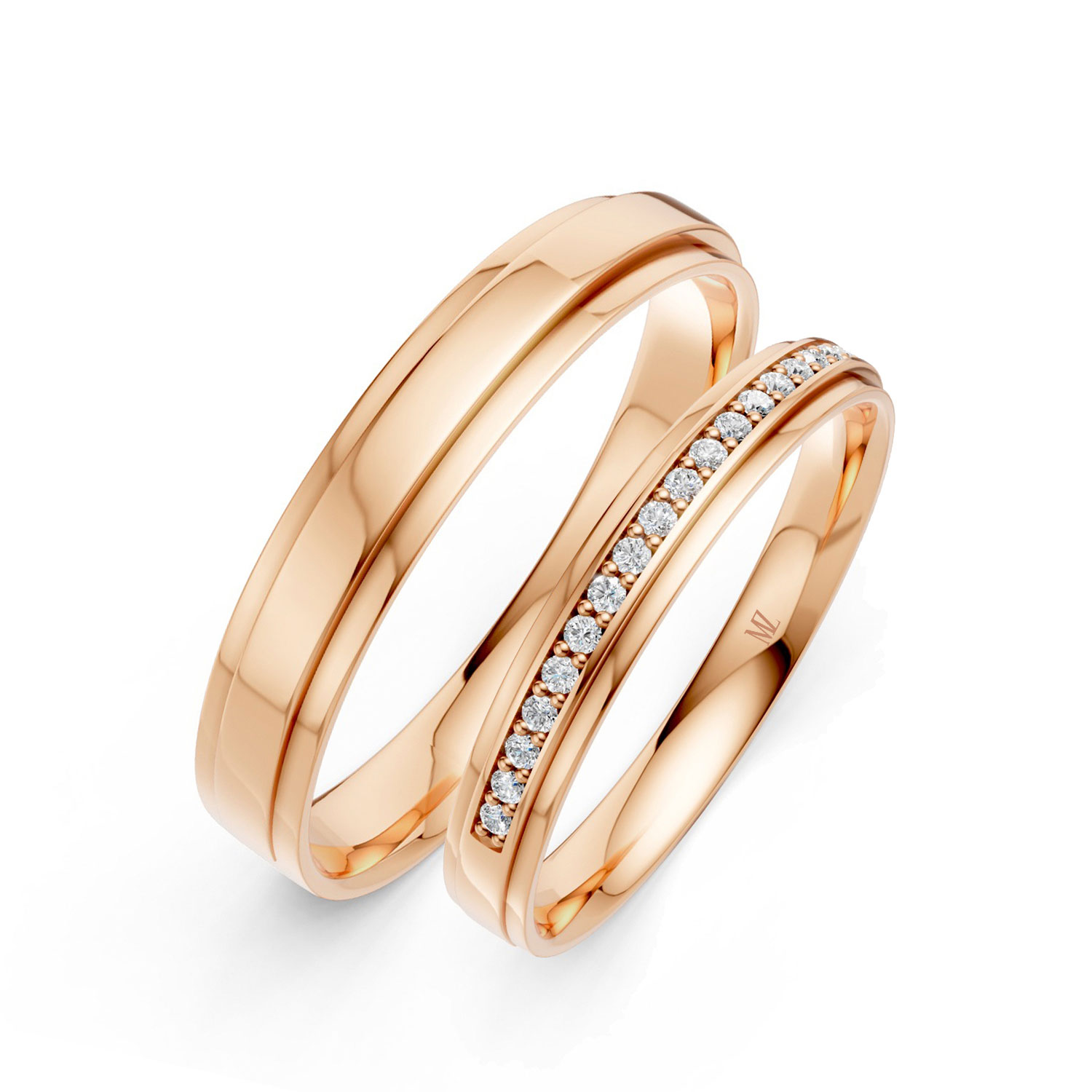 Cặp Nhẫn Cưới 10K CZ Our Fated Love-Solid Band Cặp Nhẫn Cưới 10K CZ Our Fated Love-Solid Band