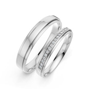 Cặp Nhẫn Cưới 10K CZ Our Fated Love-Solid Band