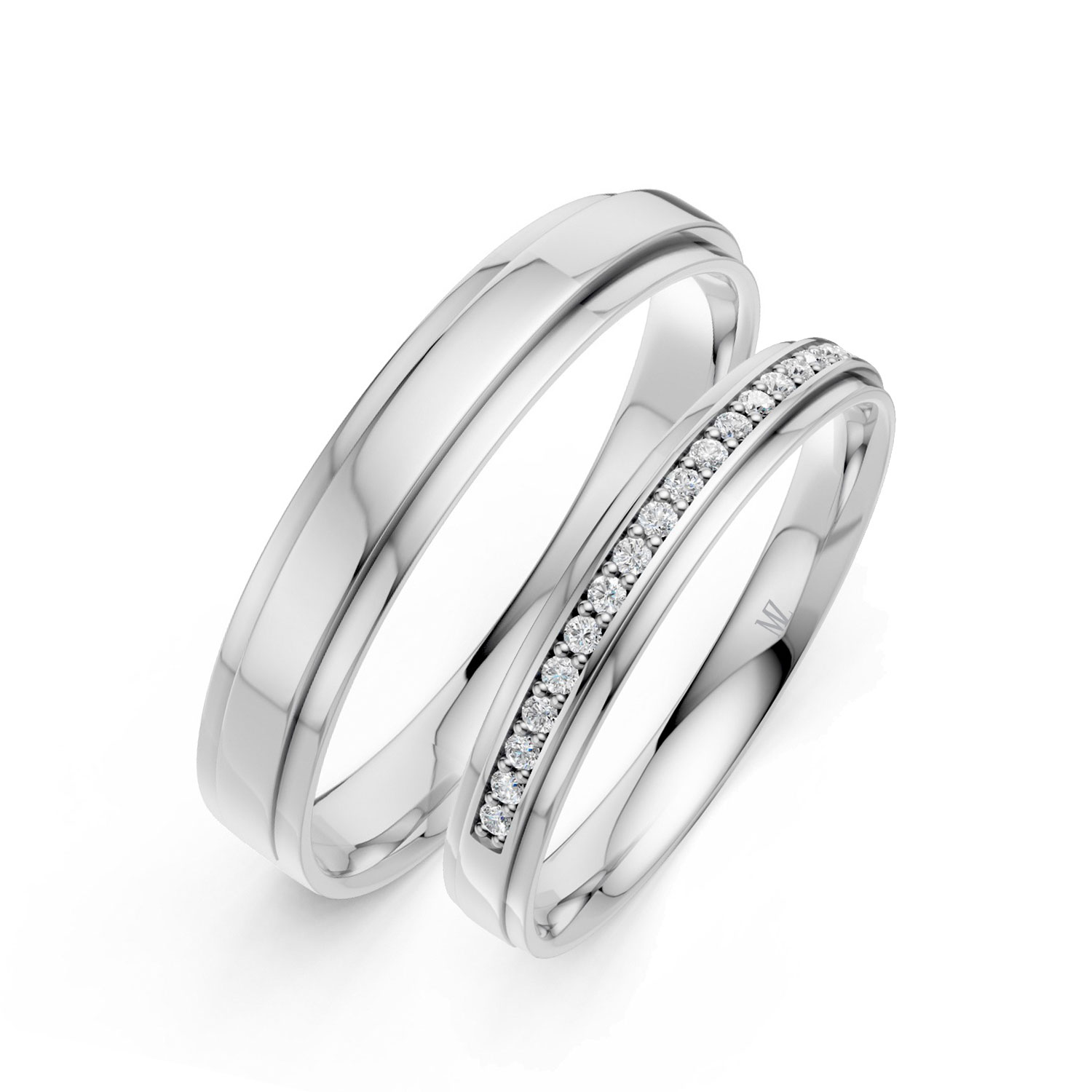 Cặp Nhẫn Cưới 10K CZ Our Fated Love-Solid Band Cặp Nhẫn Cưới 10K CZ Our Fated Love-Solid Band