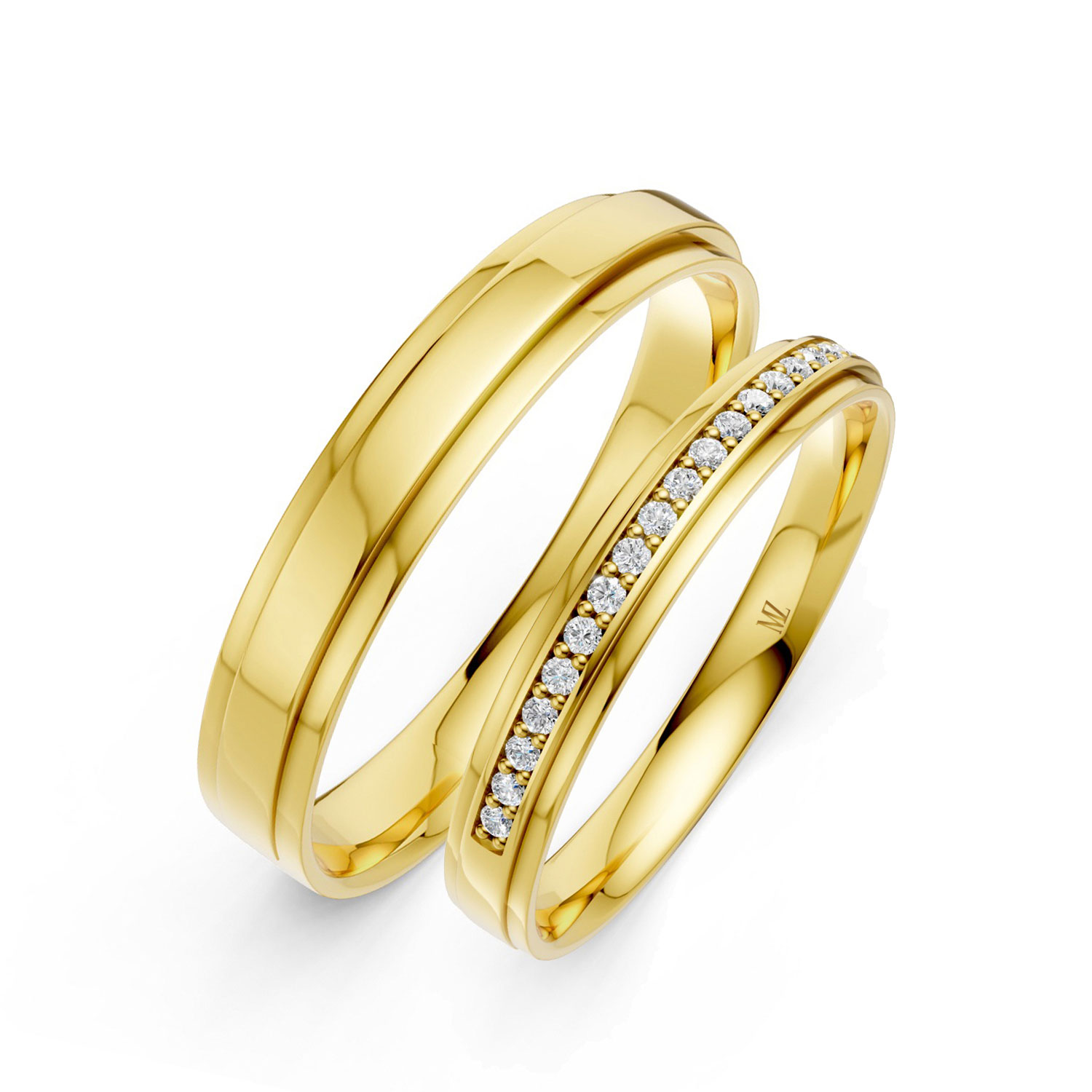 Cặp Nhẫn Cưới 10K CZ Our Fated Love-Solid Band Cặp Nhẫn Cưới 10K CZ Our Fated Love-Solid Band