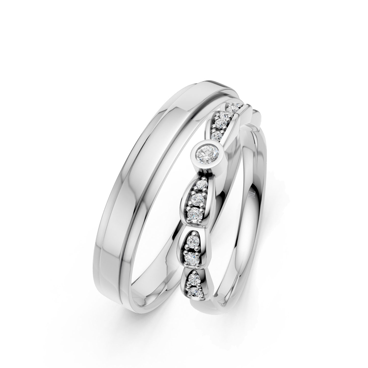 Cặp Nhẫn Cưới 10K CZ We Do-Solid Band Cặp Nhẫn Cưới 10K CZ We Do-Solid Band